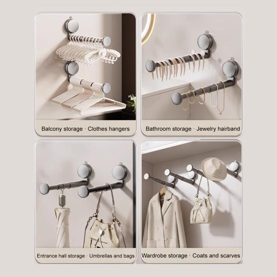 1/2Pcs Retractable Clothes Drying Rack with Suction Cup Strong Load-bearing