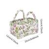 Floral Quilted Baskets with Handles Collapsible Floral Laundry Hamper Foldable Floral Organizer Bin for Household Kitchen