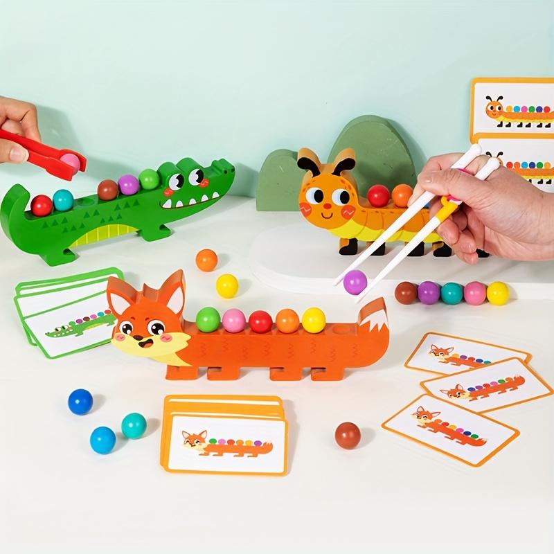 Animal Bead Stacking Game Wooden, Colorful, Hand Eye Coordination Toy for Kids,Develops Creativity Thinking Skills, Educational Toy,Playful Design