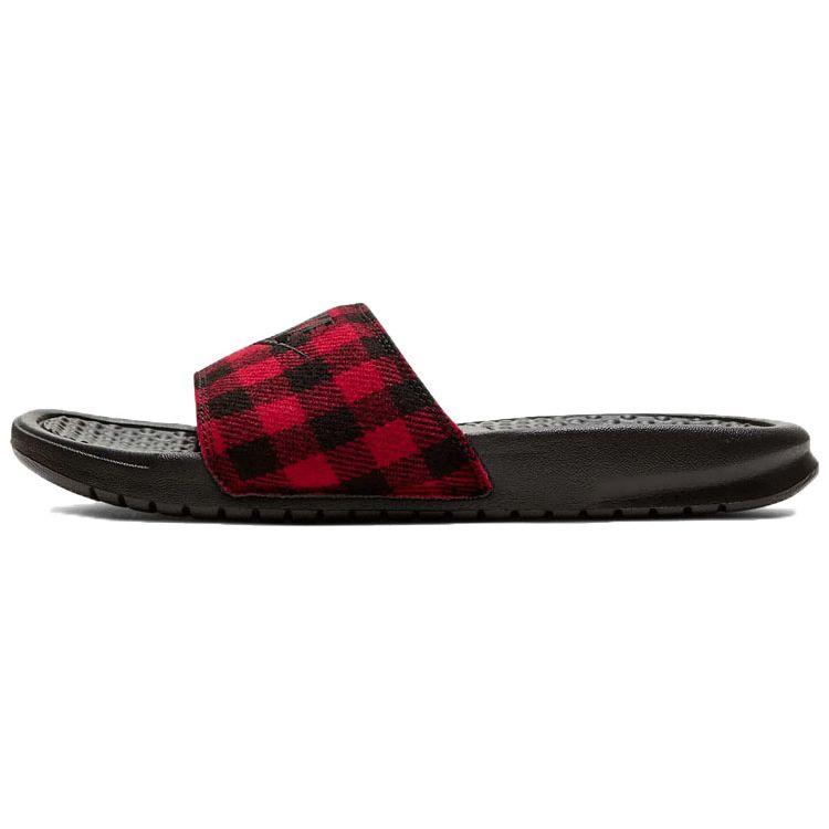 Nike Benassi Jdi Se Plaid Slide Sandals Women Footwear Red Black CK0626-001 39