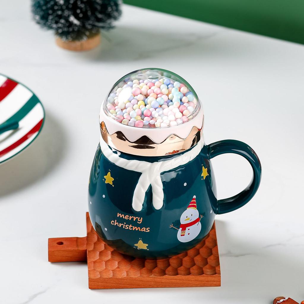 Creative Christmas Cup High Value Ceramic Cup Mug Gift Water Cup with Lid Cross Border Cartoon Cup Souvenir