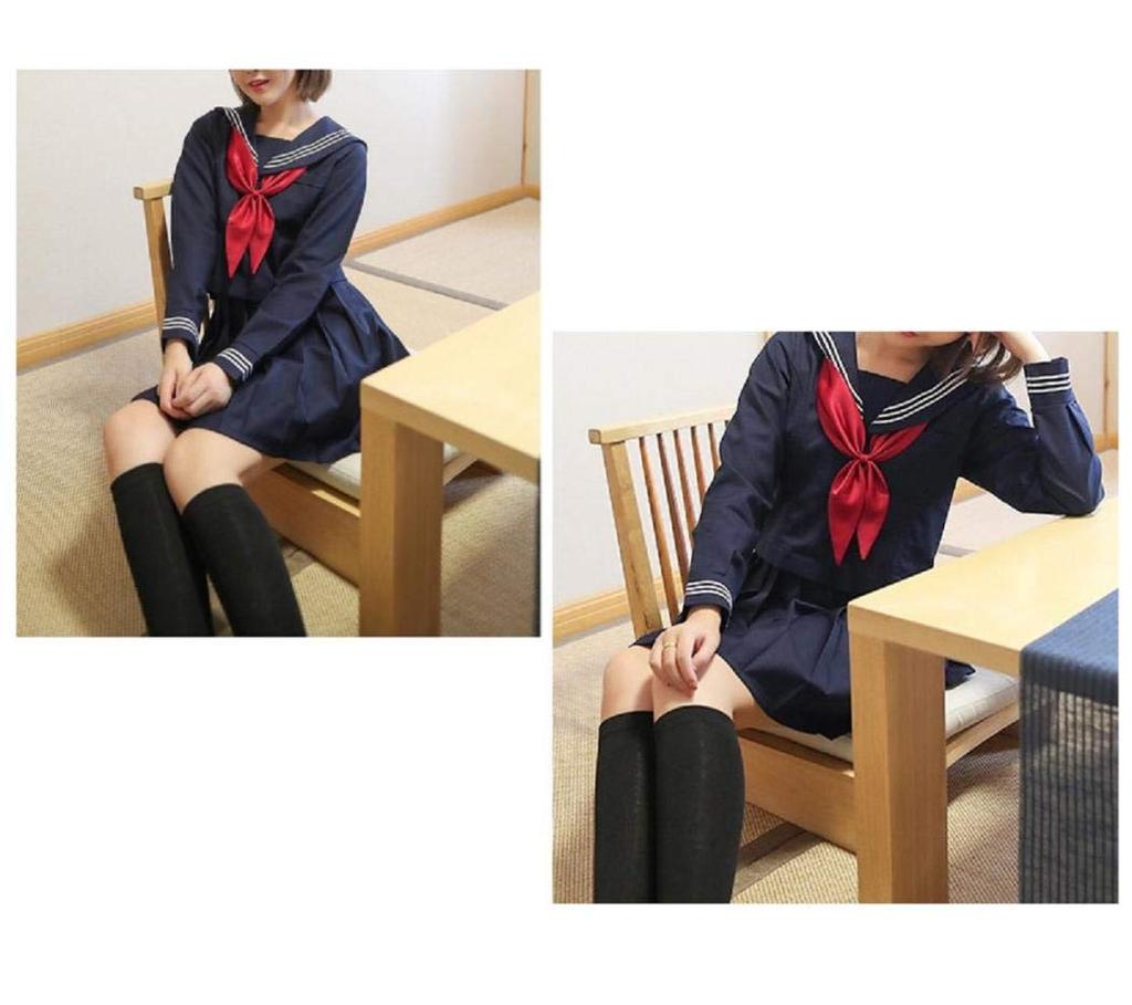 Aculldo Sailor Navy Long Short Long Cosplay Three White Open Authentic Perfect for Cultural School School Uniform Size Uniform, Blue, Sleeves,