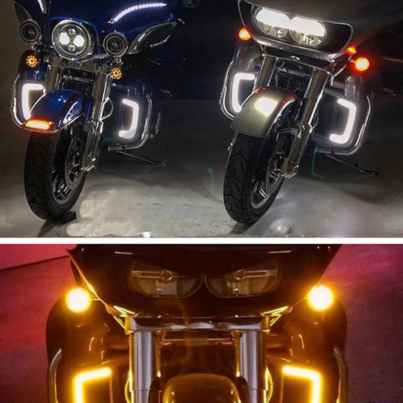Motorrad LED Tagfahrlicht Blinker Verkleidung Untere Gitter Für Harley Touring Street Electra Glide CVO Limited 2014-2022