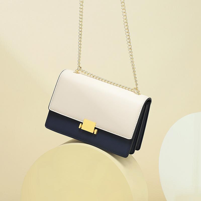 Neue Trendige Crossbody-Tasche Damen-Tasche Echtes Leder Leichter Luxus Frühjahrs- und Sommer-Tasche Hochwertige Textur Nischen-Ketten-Tasche