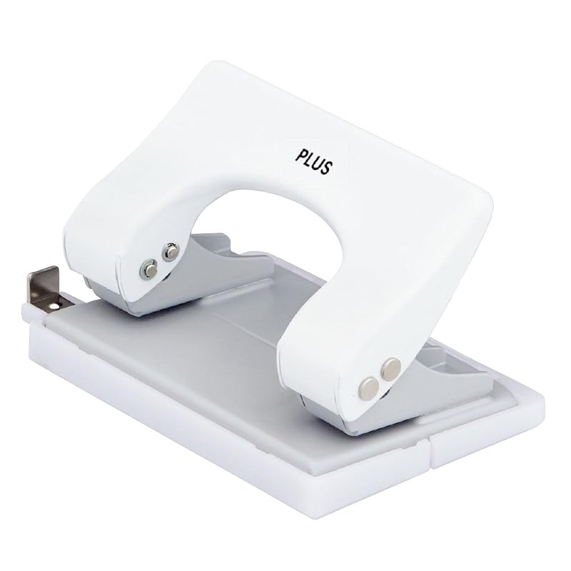 Plus Force 1/2 2-Hole Punch, 16-Sheet Capacity, PU-816A, White, 30-696