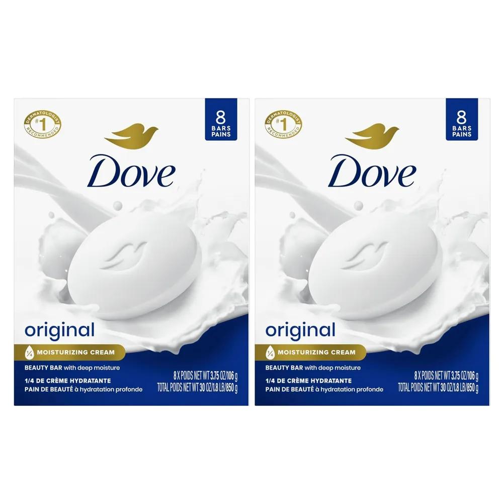 

Made in the USA Dove Beauty Bar Original Moisturizing Cream Soap 106g (2 packs of 8)