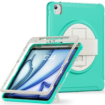 For iPad Air 13 (2025)/(2024)/Pro 12.9 (2022)/(2021)/(2020)/(2018) Case Kickstand PC+TPU+Silicone Cover with Pen Slot