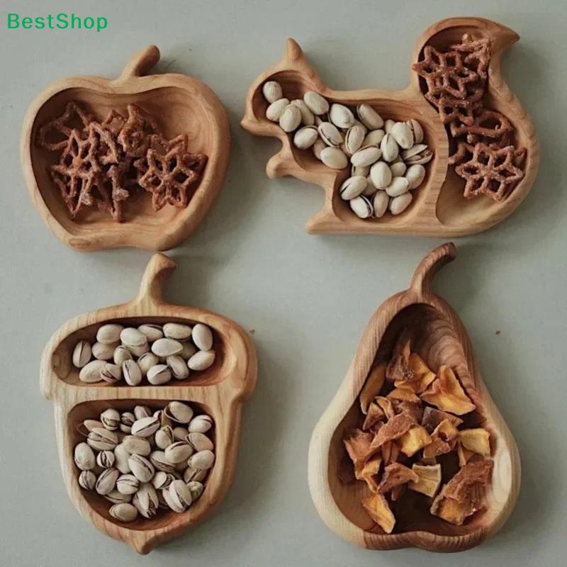 Wooden Fruit Platter Set | Creative Shape Divided Snack Trays for Fruits, Nuts & Candies