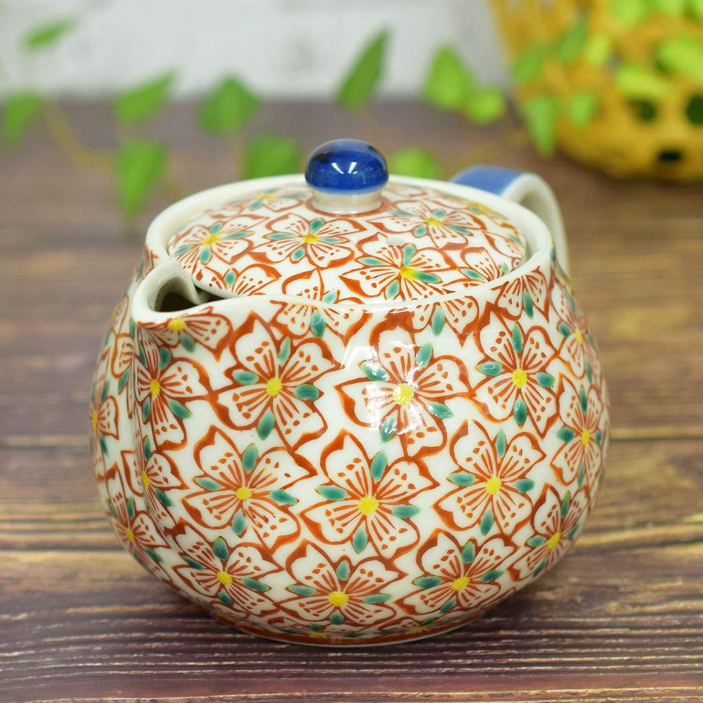 Waza No Kura: Stylish Kutani-yaki Teapot with Floral Pattern and Tea Strainer. A Premium, Japanese-made Ceramic Tableware Perfect As a Birthday Gift.