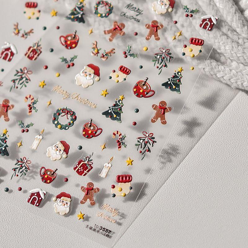 

Internet Celebrity 2024 New Arrival Christmas Sweater Nail Stickers Three-Dimensional Relief Christmas Tree Santa Claus Adhesive Nail Sticker Christmas relief sticker-TO3557