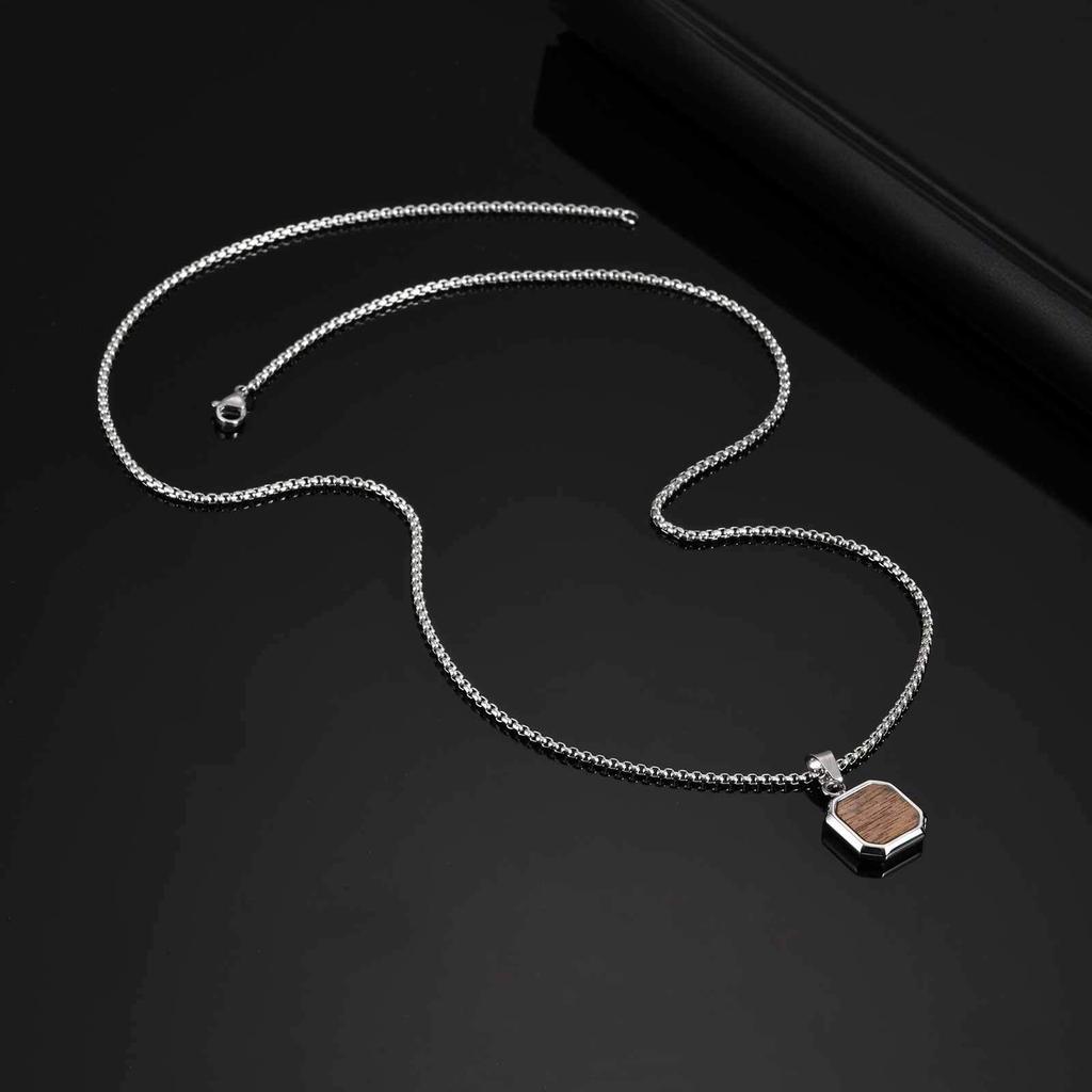 Stainless Steel Square Pendant Men, Sweater Stacked Necklace, Natural Tiger Eye Sweater Chain Nc-892
