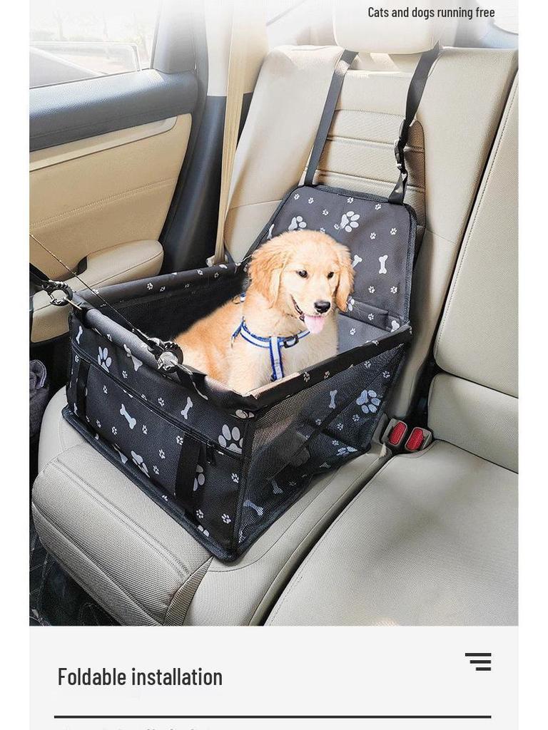 Waterproof Foldable Pet Seat & Mat for Car with Dog Cage & Bed