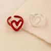 White Red Enamel Heart Sweet Ring Trendy Geometric Dripping Oil for Women Girls Funny Y2K Opening Rings Jewelry Gift Wholesale