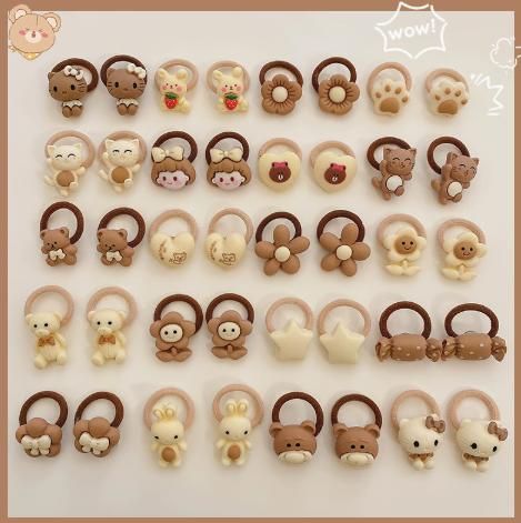 20 Pack Kids Hair Ties Milk Coffee Color - Small Hair Elastics for Baby Girls and Toddler Hair Accessories