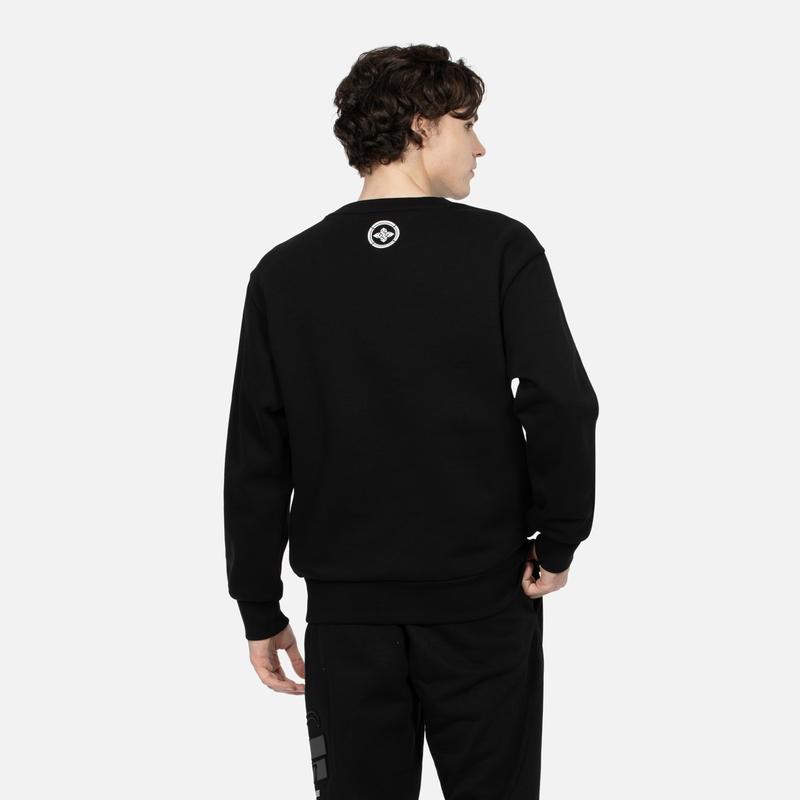 Evisu AW23 Seagull Letter Logo Patch Round Neck Pullover Regular Fit Sweatshirt Men sweatshirt Black 2EAGNM3SW5051XXFL