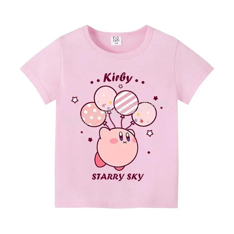 Star Kirbys Summer Short Sleeve Kid Cute T-shirt Colorful Tops Baby Cartoon Fashion Tee Kawaii Game Boy Girl Casual Clothes Gift