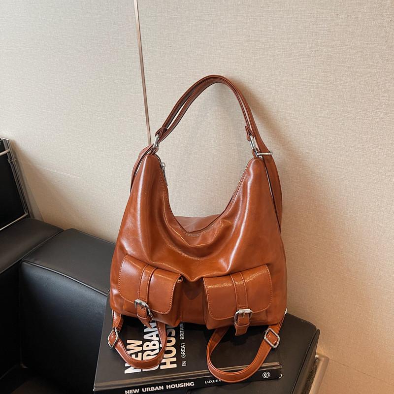 Multi Pocket Solid Color Handbag Single Shoulder Underarm Bag Backpack Fashion