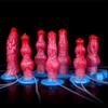 Dragon Flame Inflatable Silicone Dildo with Water Spray and Dog Knot Design for Women