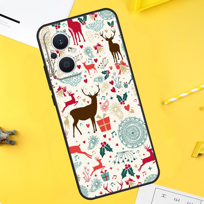 Christmas Santas seamless Deer For OPPO Reno 14F 13F 12F 11F 10 11 12 13 14 Pro 8T 7 8 Lite OPPO Find X9 X8 X6 X5 Pro Case
