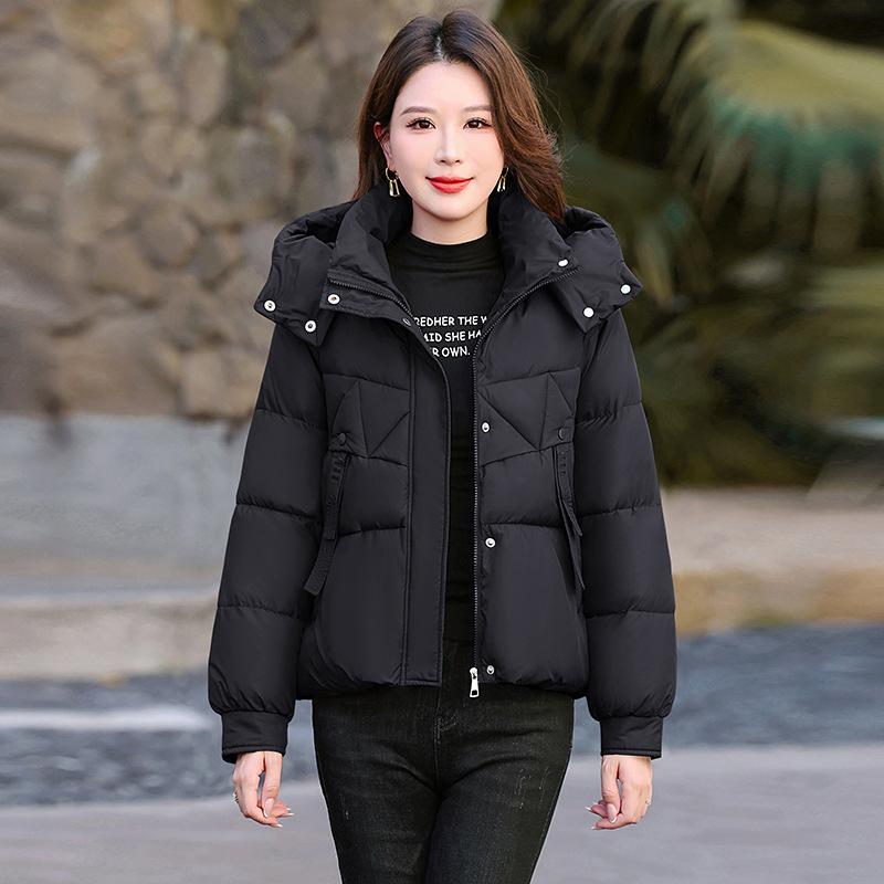 

Women’s Short Hooded Windproof Thicken Warm Winter Jacket With Tassel XXXL чёрный