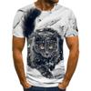 Summer Trendy Street Lion 3D Digital Printed T-shirt Casual Short Sleeve Shirt