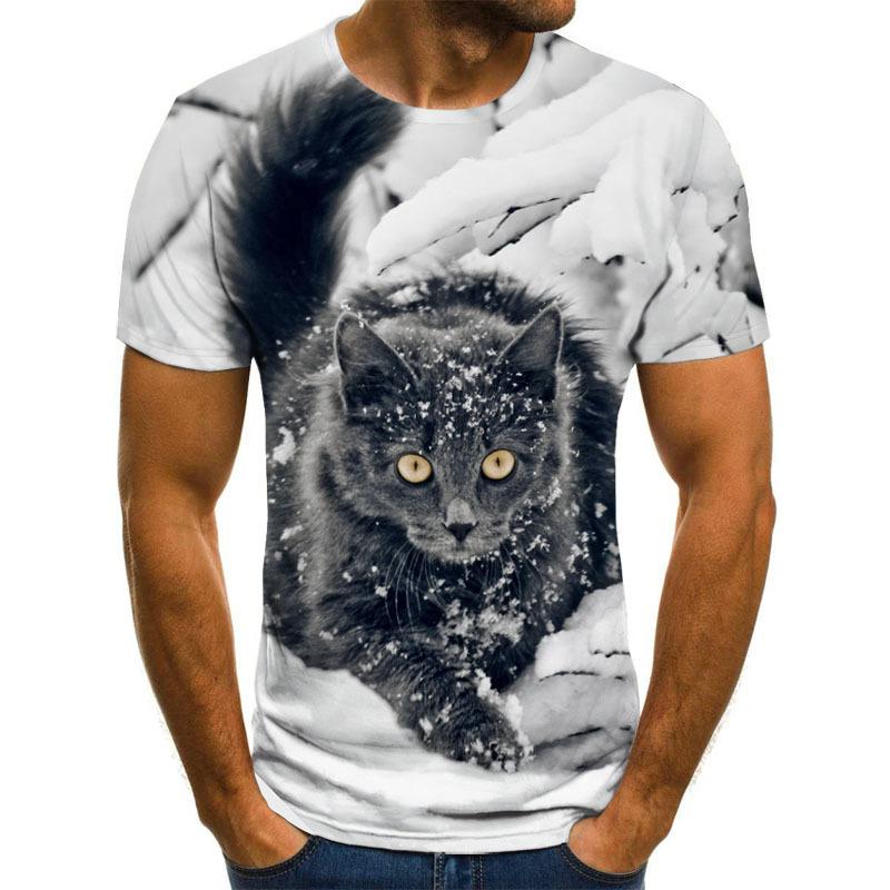 Summer Trendy Street Lion 3D Digital Printed T-shirt Casual Short Sleeve Shirt