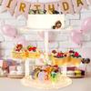 4 Tier Round Acrylic Cake Stand Cupcake Stand Tower Holder with LED Light Dessert Pastry Display Stand for Birthday Wedding Graduation Party Baby