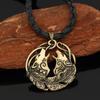 Norse Mythology Odin Celtic Wolf Head Pendant Necklace Unisex Vintage Sweater Chain Jewelry Accessory