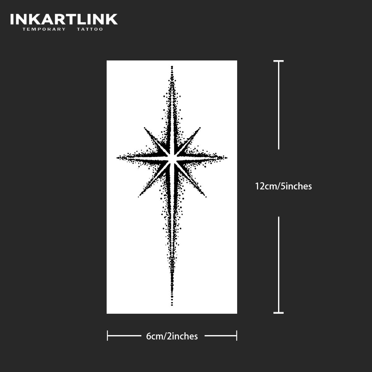 

Eight-pointed star Temporary Tattoo,Lasts To 15 Days New Technology Magic Waterproof Semi Permanent Sticker.