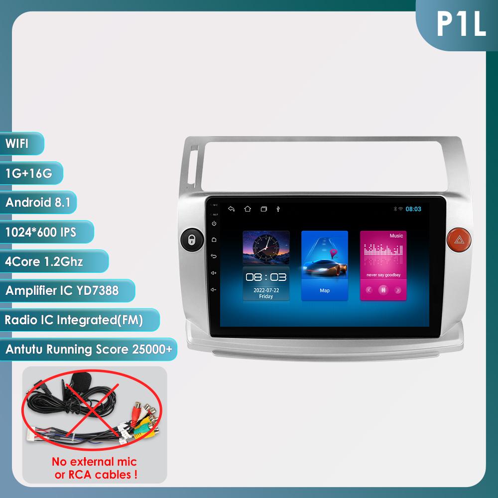 

Hizpo Android 14 Интеллектуальная автомобильная магнитола для Citroen C4 C-Triomphe C-Quatre 2004-2009 Мультимедийный видеоплеер Навигация GPS Carplay 4G QLED Экран