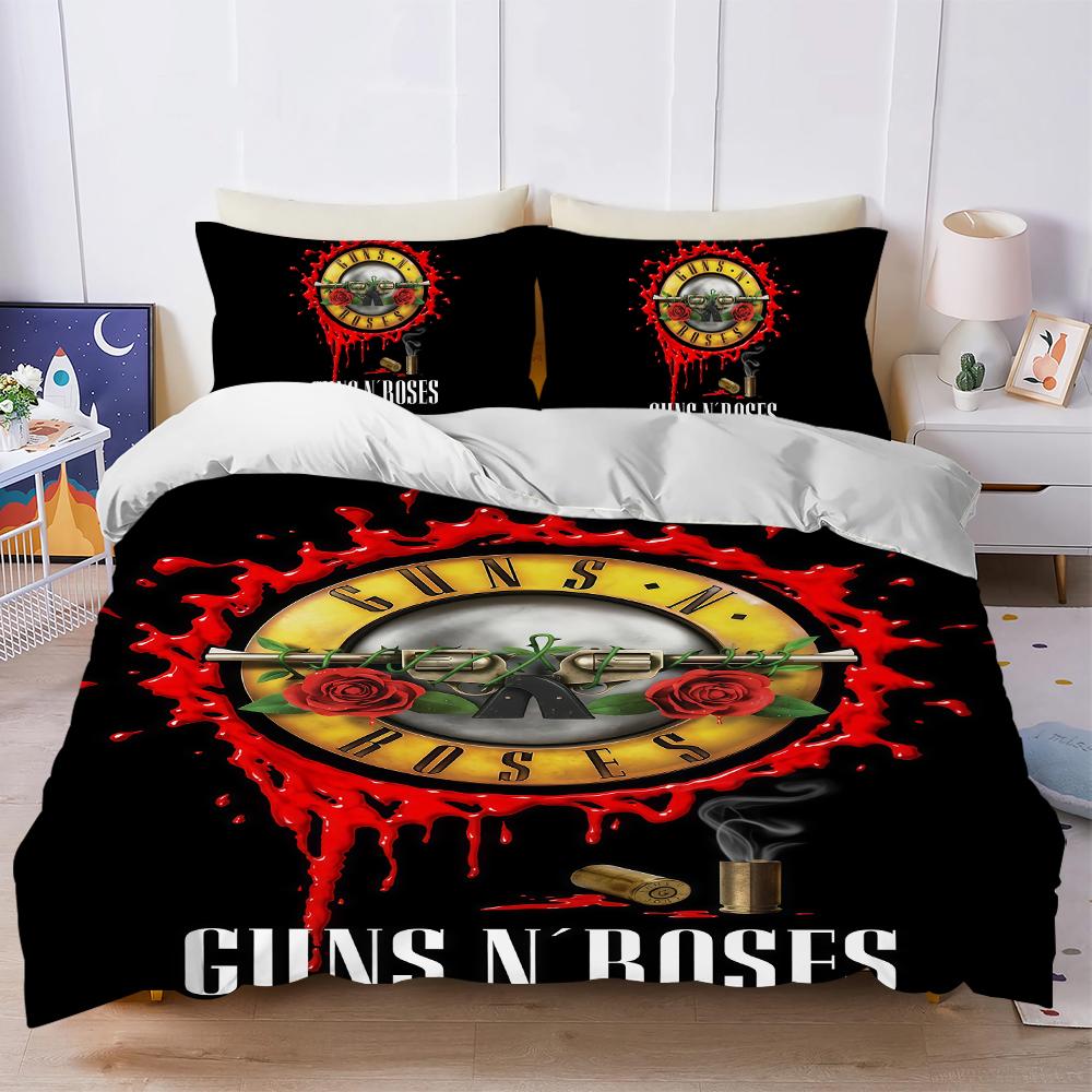 Band G-Guns N Roses GNR Duvet Cover Set Soft Wash Bed 3 Piece Summer Comfortable Student Dormitory Home Baby Bedding Best Seller