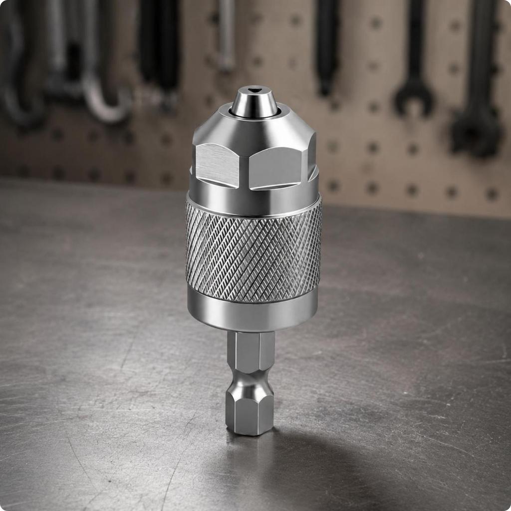 Hex Shank Drill Chuck Adapter Knurled ThreeJaw Metal Power Tool Accessory