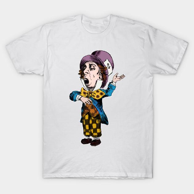 

Men Black Print T-shirt The Mad Hatter No-Cut Transfer Paper Print Cotton Tshirt 4XL білий