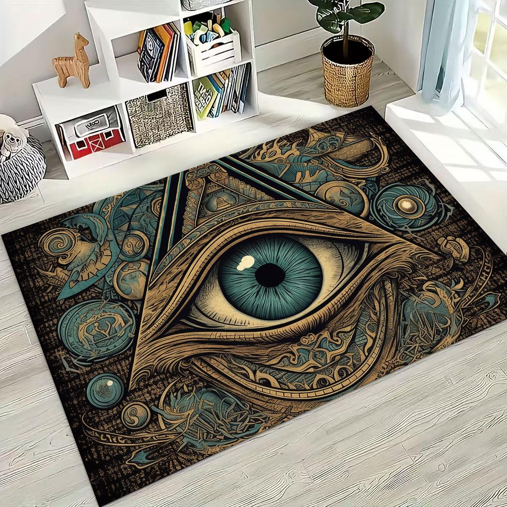 Krásné Vševidoucí oko zednářství Zlé oči Koberec do ložnice obývacího pokoje k pohovce Domácí rohožka Dekor, Dětská hrací protiskluzová podložka na podlahu