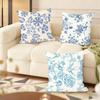 Blue Retro Flower Cushion Cover Soft Short Plush Pillow Cover Smooth Cozy Texture Aesthetic Cushion Case Home Decor