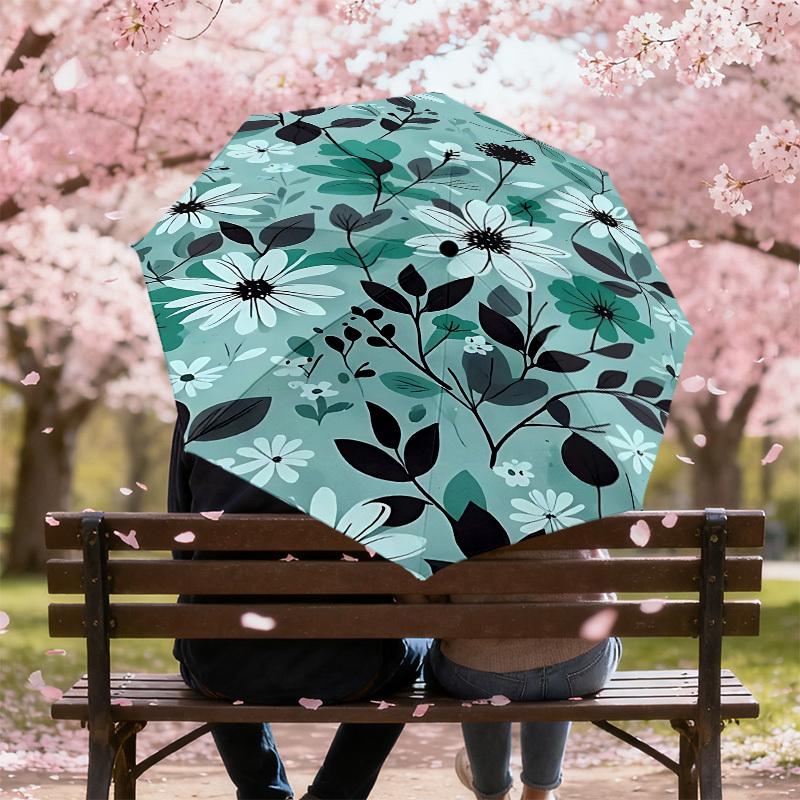 1PC Floral Pattern Flowers Umbrella-8-Rib Reinforced, Automatic Open, Lightweight & Durable, Fashion Accessory for Outdoor, J0357