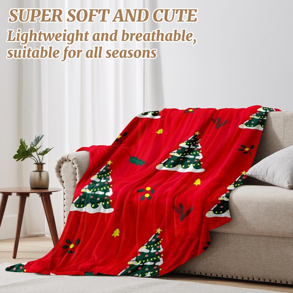 100*130cm Christmas Flannel Printed Blanket Holiday Gift