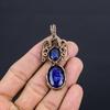 Blue Sapphire Pendant, Handmade Gemstone Pendant, 999 Copper Wire Wrapped Pendant Antique Jewelry, For Engagement Gift