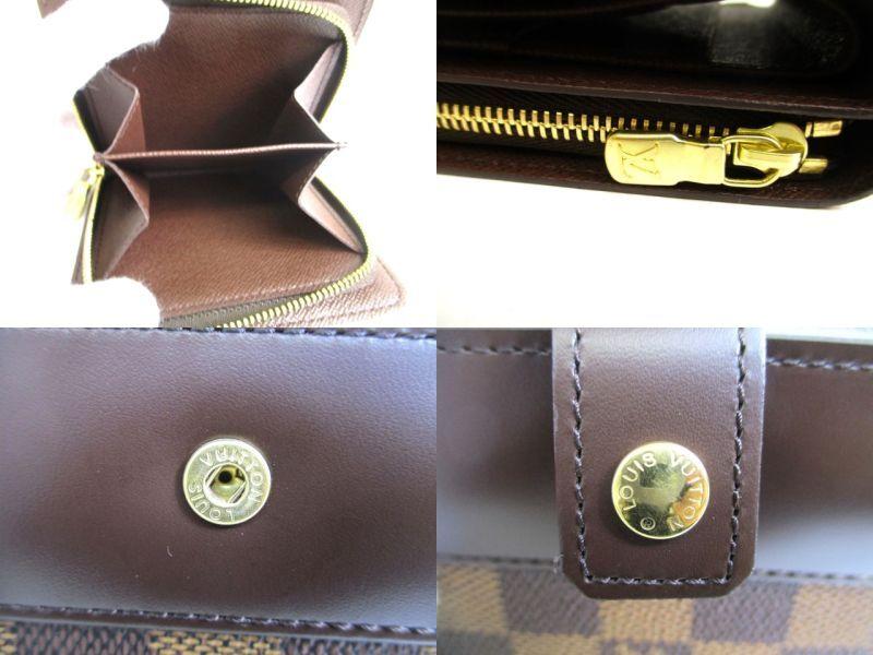 Authentic LOUIS VUITTON Damier Brown Leather Bifold Wallet Compact Zip #9750  Refurbished