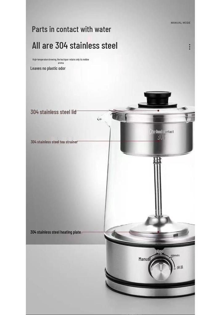 High-Capacity Electric Steam Tea Kettle for Home & Office - Ideal for Brewing Black Tea