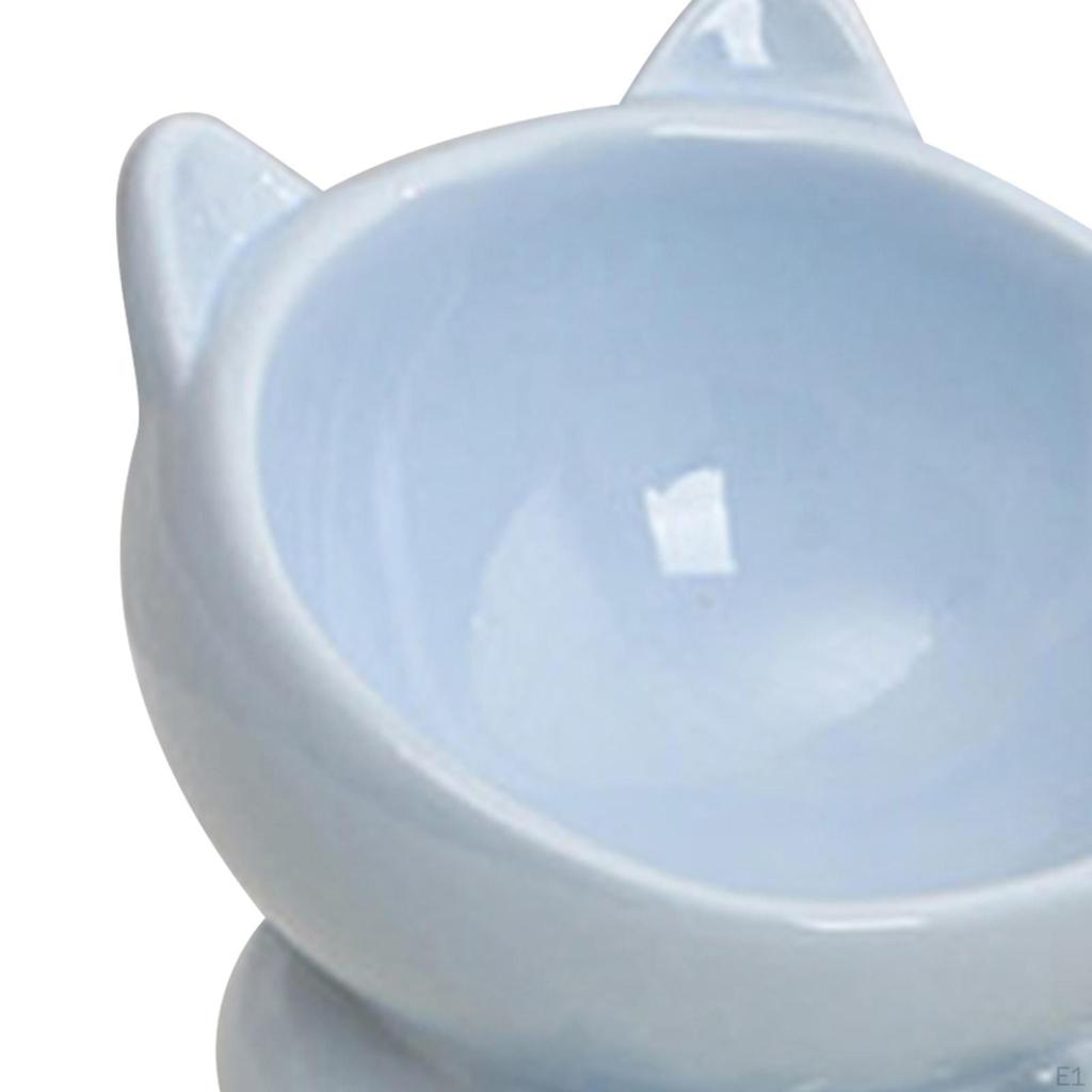 Ceramic Cat Feeder Bowl Dish Food and Water Raised Kitten for Dry Wet