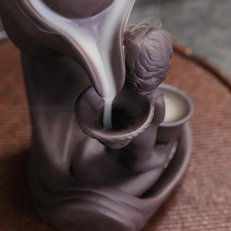 Lila Ton Handwerk Buddha Hand Rückfluss Weihrauch Brenner Teekanne Räucherstäbchenhalter Lotus Räuchergefäß Büro Tee Haus Dekorieren