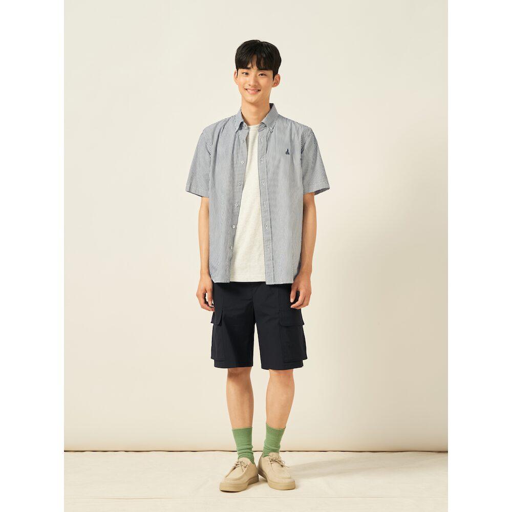 Binpolmen Synthetic Fiber Bermuda Cargo Half Pants Black
