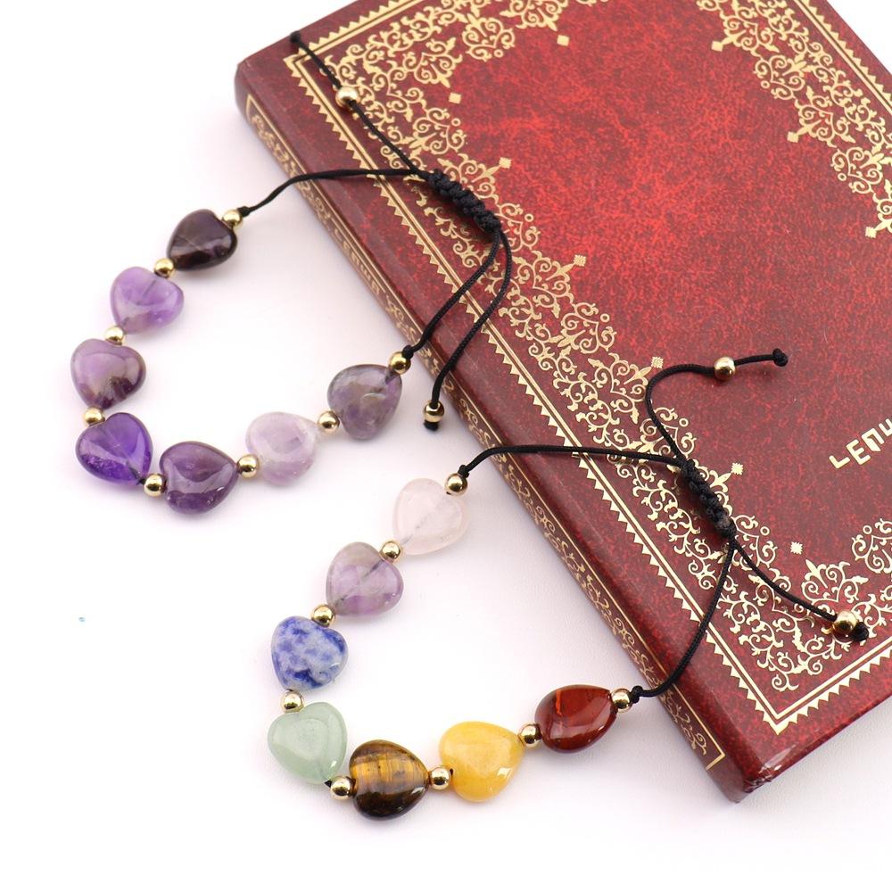 Natural Stone Crystal Colorful Braided Bracelet Chakra Natural Crystal Yoga Love Braided Bracelet B109