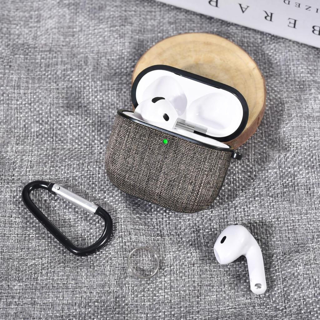 AirPods 4 Case Compatible with AirPods 4th Stylish Canvas Protective Detachable Wireless Charging Carabiner LED Light Scratch Loss Easy To Carry