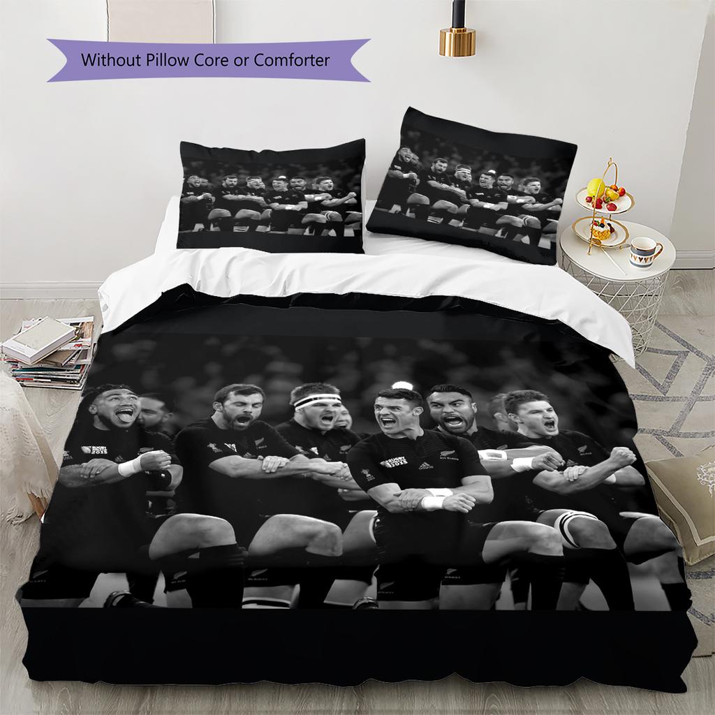 Ropa de cama con patrón de Rugby de los All Blacks Decoración del hogar Regalo de Cumpleaños (1 * funda nórdica + 2 * fundas de almohada, sin núcleo)