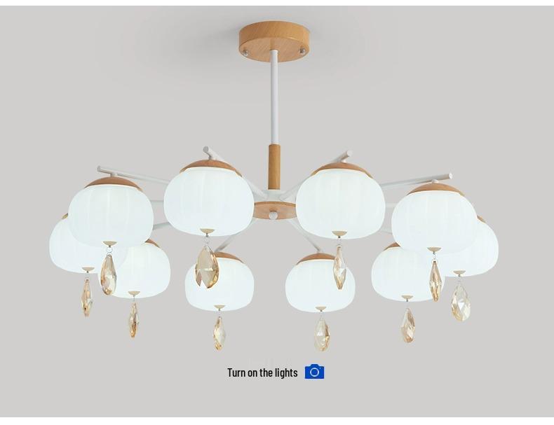 Nordic Modern LED Wood Chandelier – Japanese Style, Eye-Friendly Bird Design for Living Rooms and Restaurants