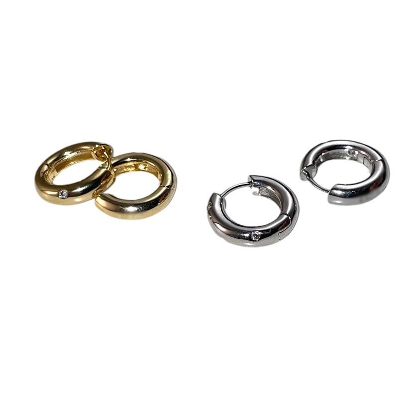 Minimalist Geometric Circle Earrings Women's Fashion Personality Versatile Plated INS Style Back-to-school Ambience Trendy Daily Jewelry