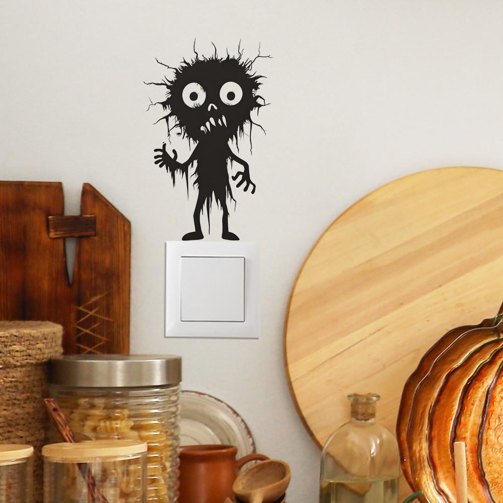 Features Black Halloween Cartoon Switch Sticker Pvc Wall Decor For Living Room