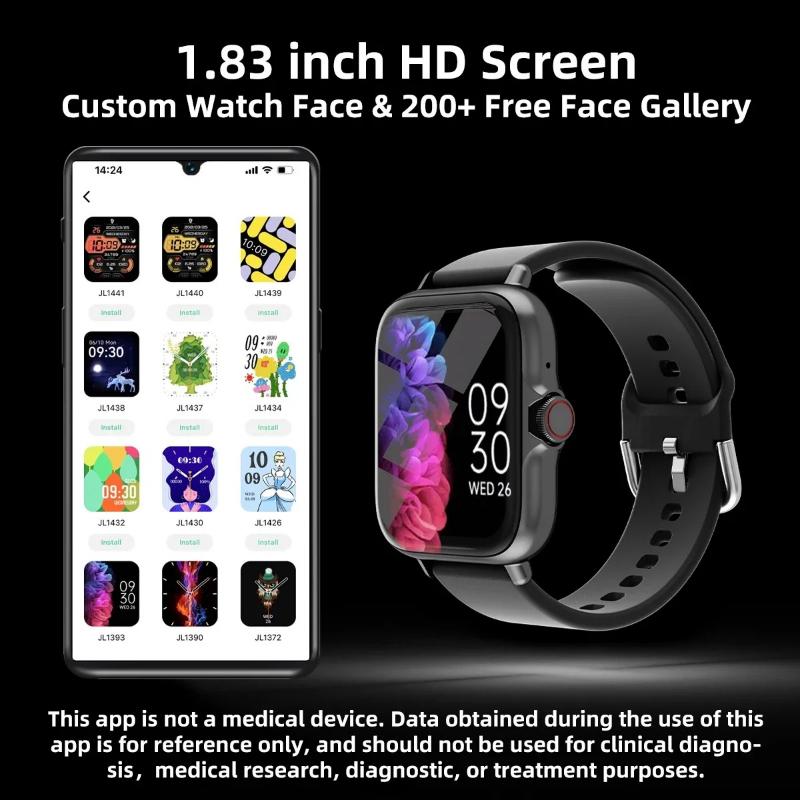 Smartwatch, kabelloses Telefonieren / Wählen, Multi-Sport-Modus, Anruferinnerung und -ablehnung, SMS-Erinnerung, für iPhone/Android